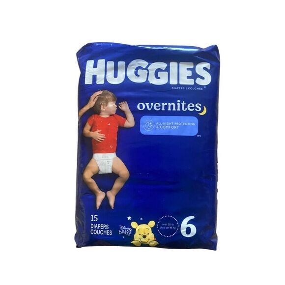Huggies Overnites Size 6 Baby Diapers 15 Ct Nighttime Protection - Picture 3 of 6